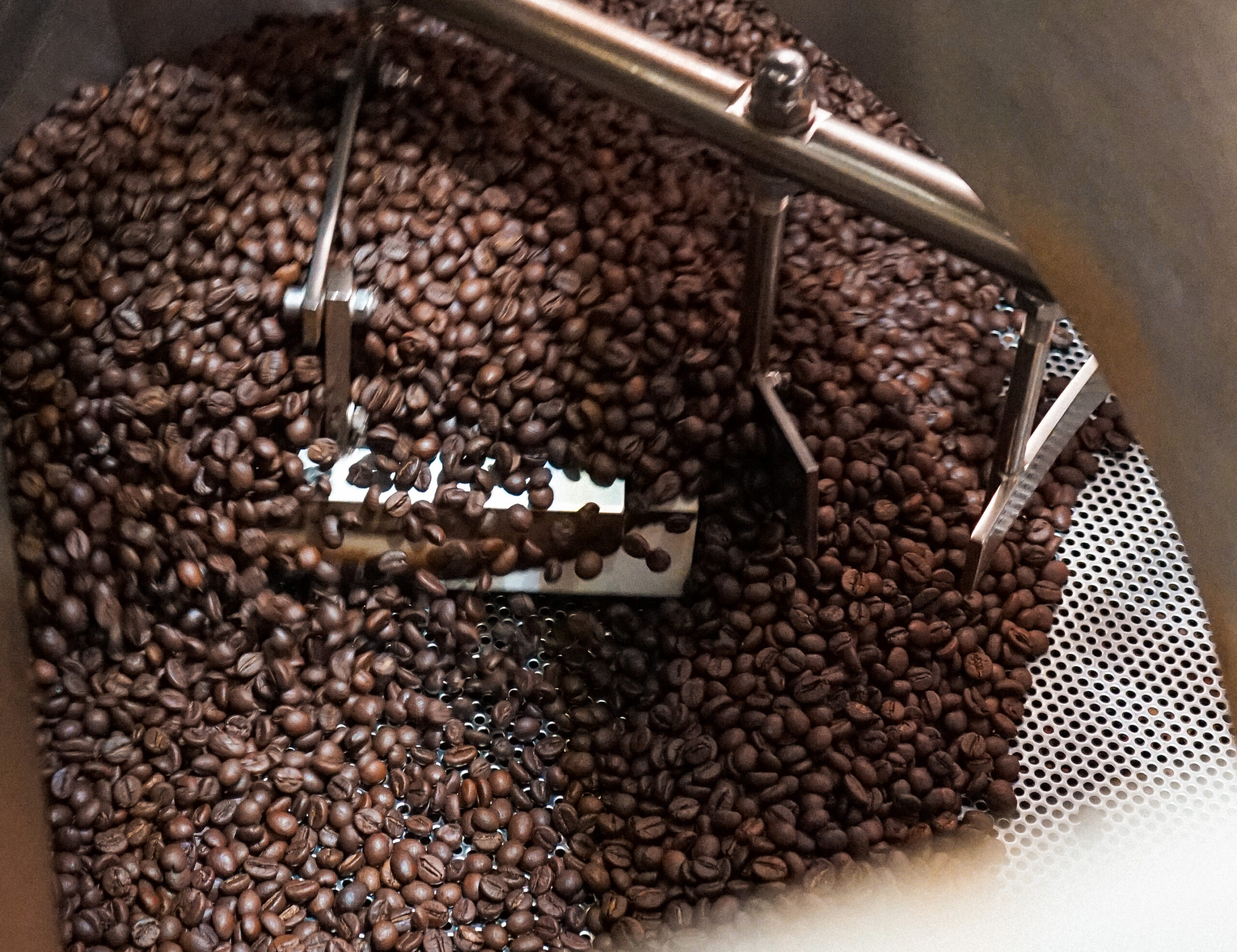 Robusta coffee beans in roaster